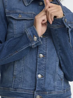 PULZ Jeans Damen Jeansjacke PZKATJA in medium stone denim