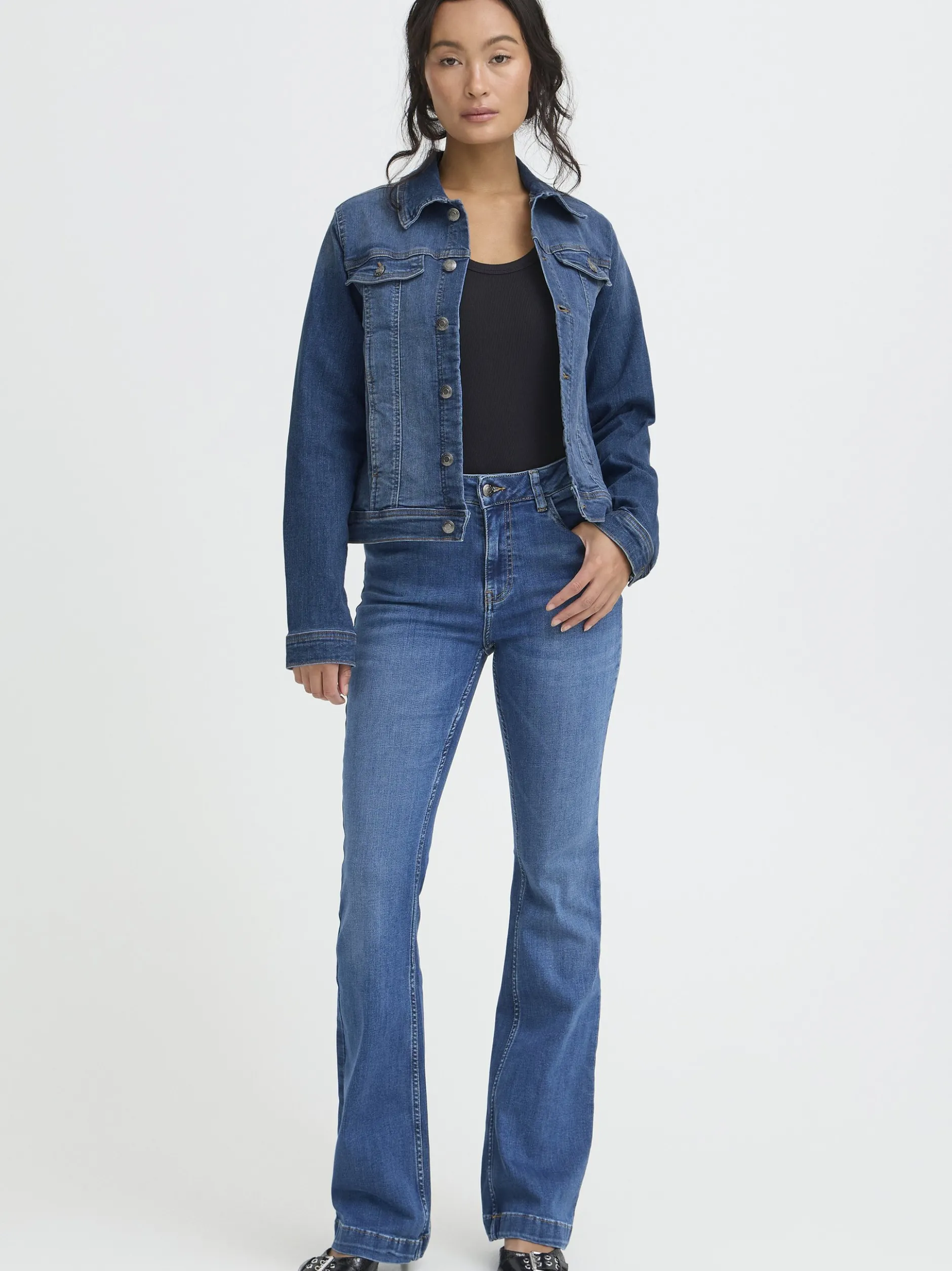 PULZ Jeans Damen Jeansjacke PZKATJA in medium stone denim