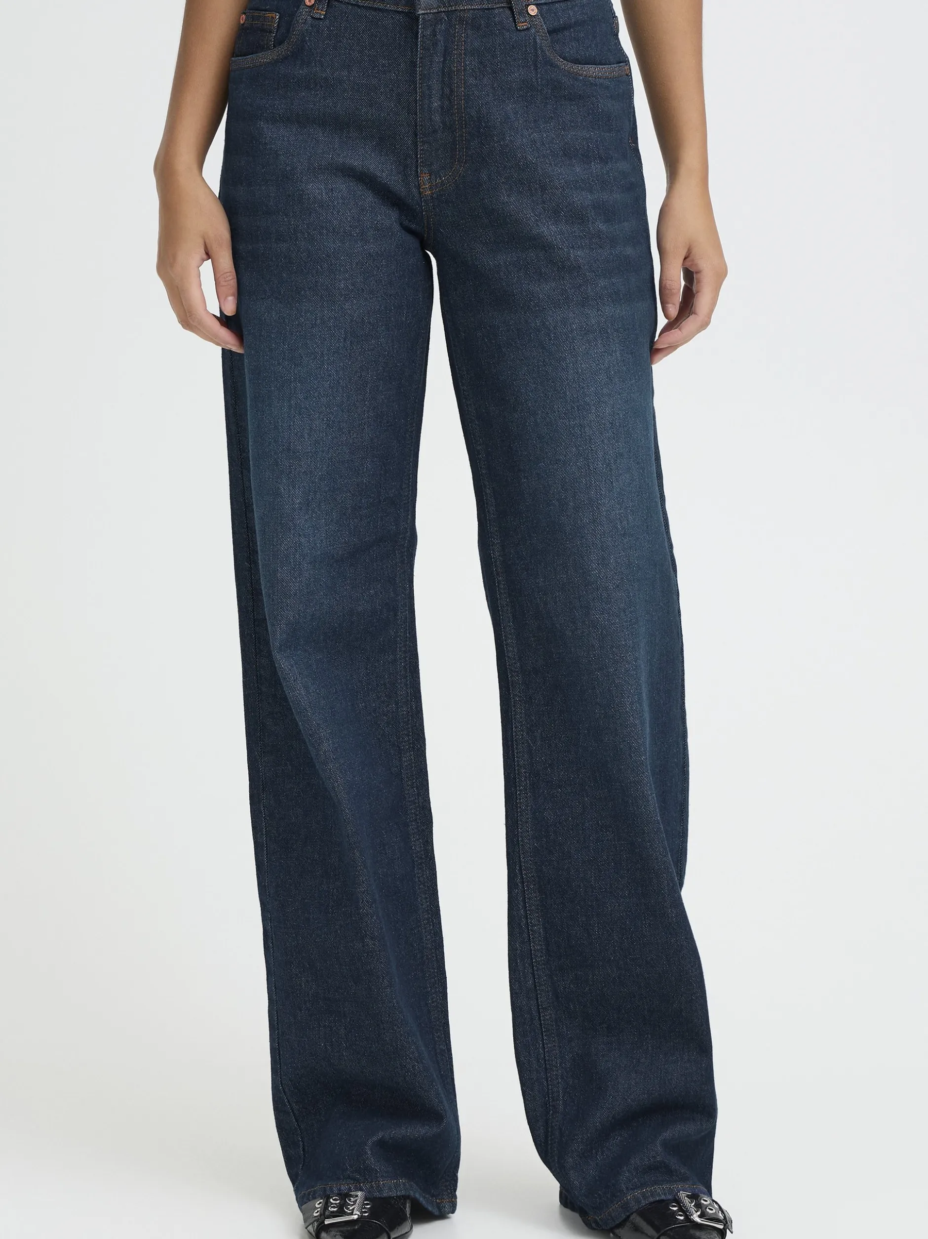 PULZ Jeans Damen Jeans PZVEGA Hohe Taille in dark stone denim