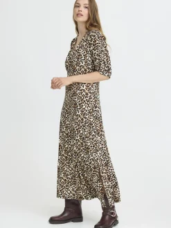 PULZ Jeans Damen Jerseykleid PZCHARLOTTE in beige braun