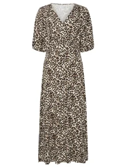 PULZ Jeans Damen Jerseykleid PZCHARLOTTE in beige braun