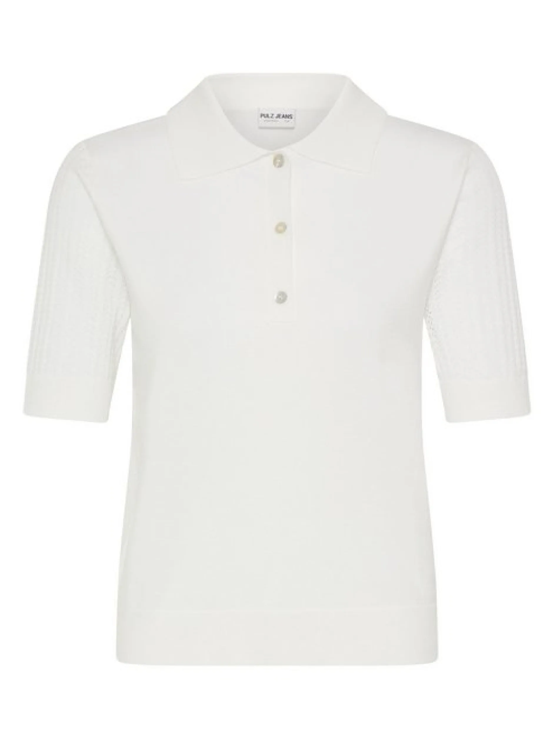 PULZ Jeans Damen Strick-Poloshirt PZSARA in ecru