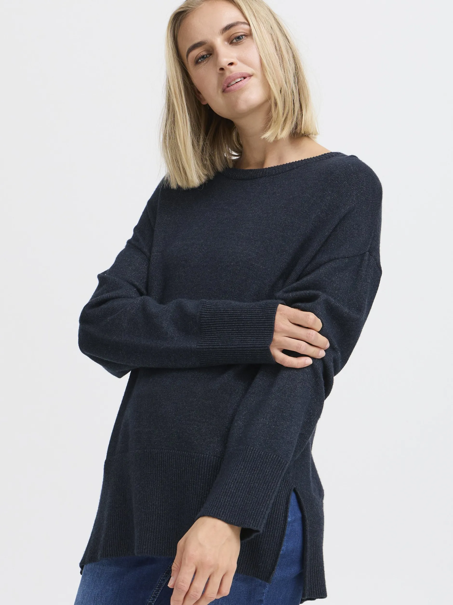 PULZ Jeans Damen Strickpullover PZSTEFFI in marine