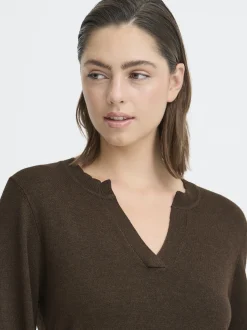 PULZ Jeans Damen Strickpullover PZSARA in schoko
