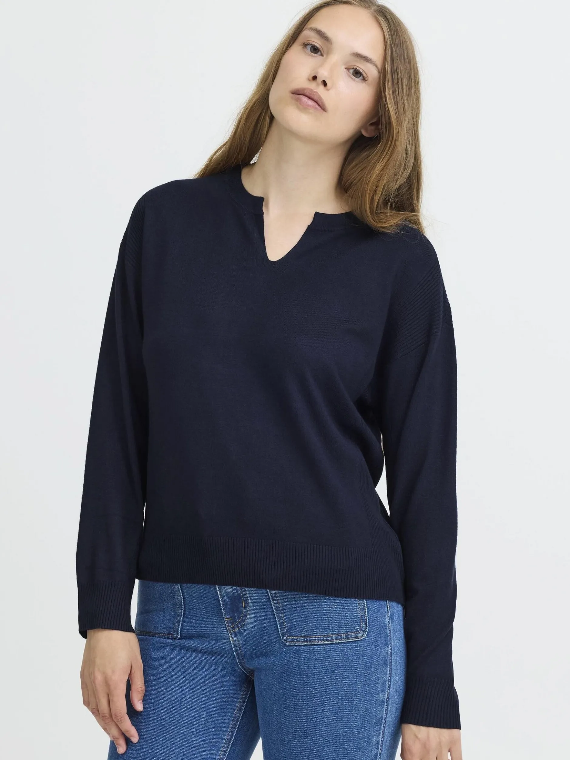 PULZ Jeans Damen Strickpullover PZSARA in marine