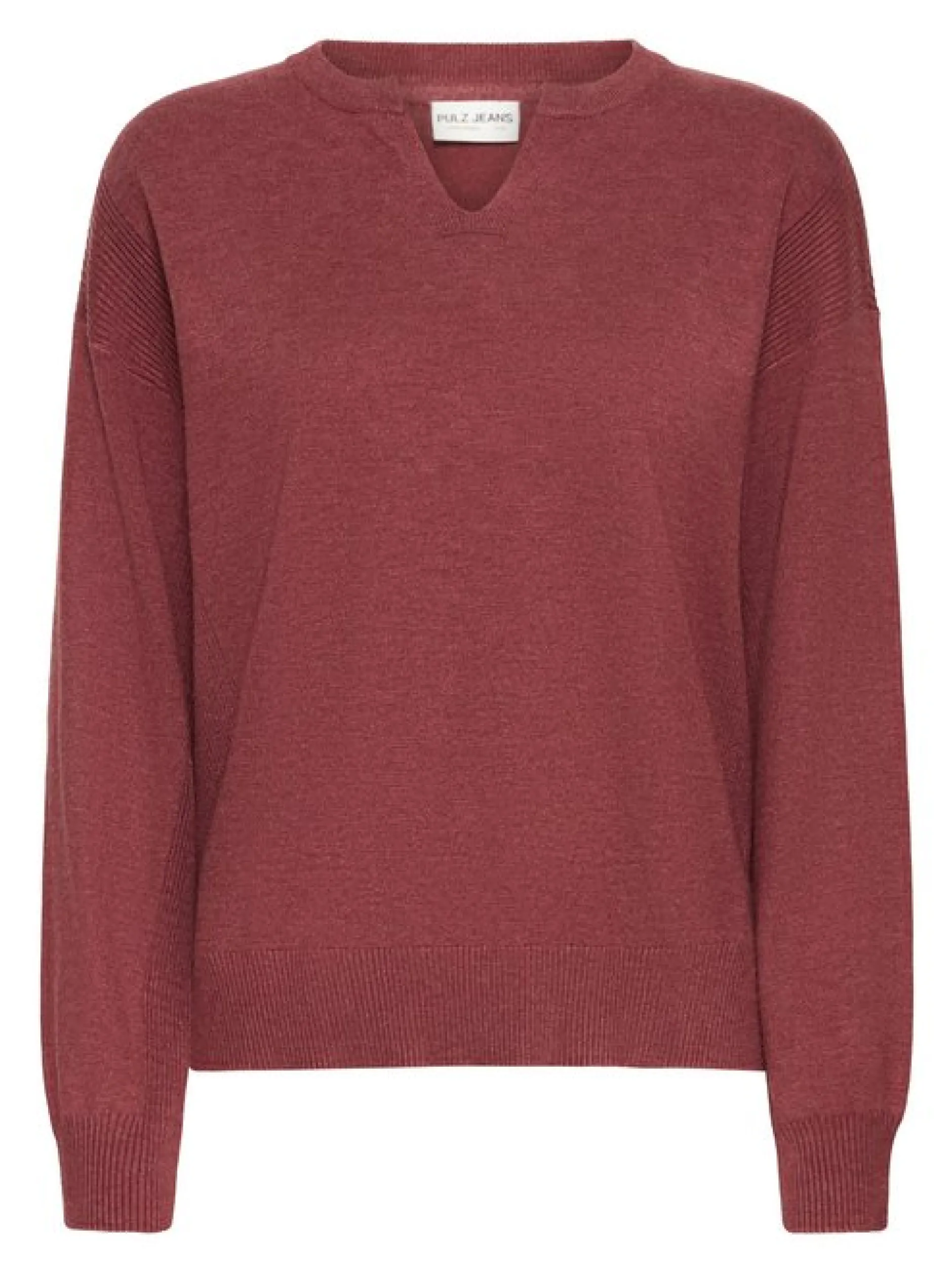 PULZ Jeans Damen Strickpullover PZSARA in bordeaux