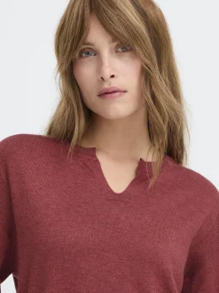 PULZ Jeans Damen Strickpullover PZSARA in bordeaux