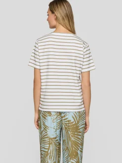 RABE Damen T-Shirt in khaki weiß