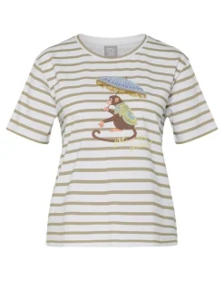 RABE Damen T-Shirt in khaki weiß