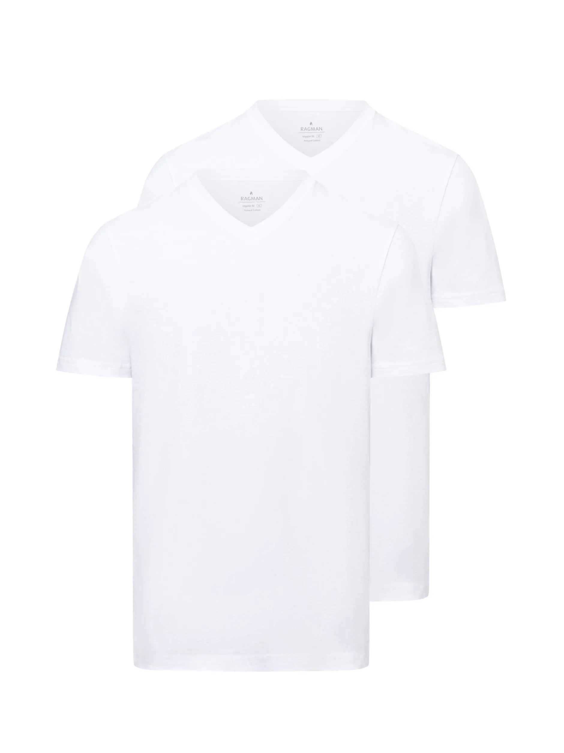 Ragman Herren Doppelpack T-Shirt in weiß