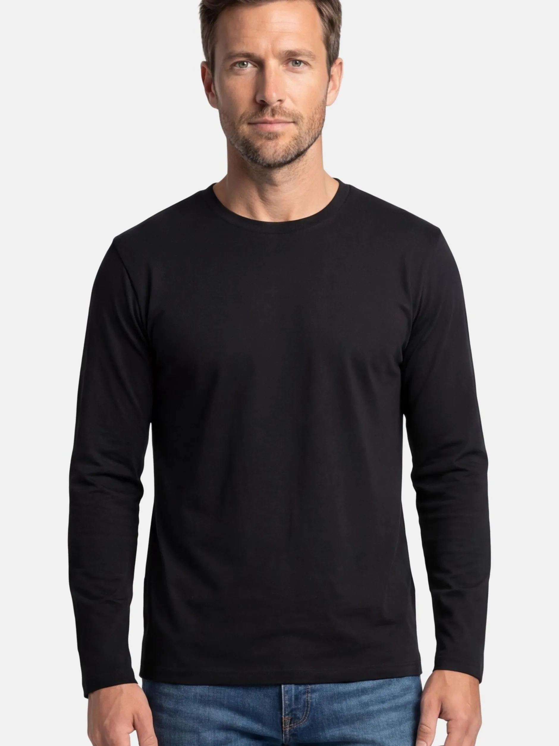 Ragman Herren Langarmshirt im 3er-Pack in grau