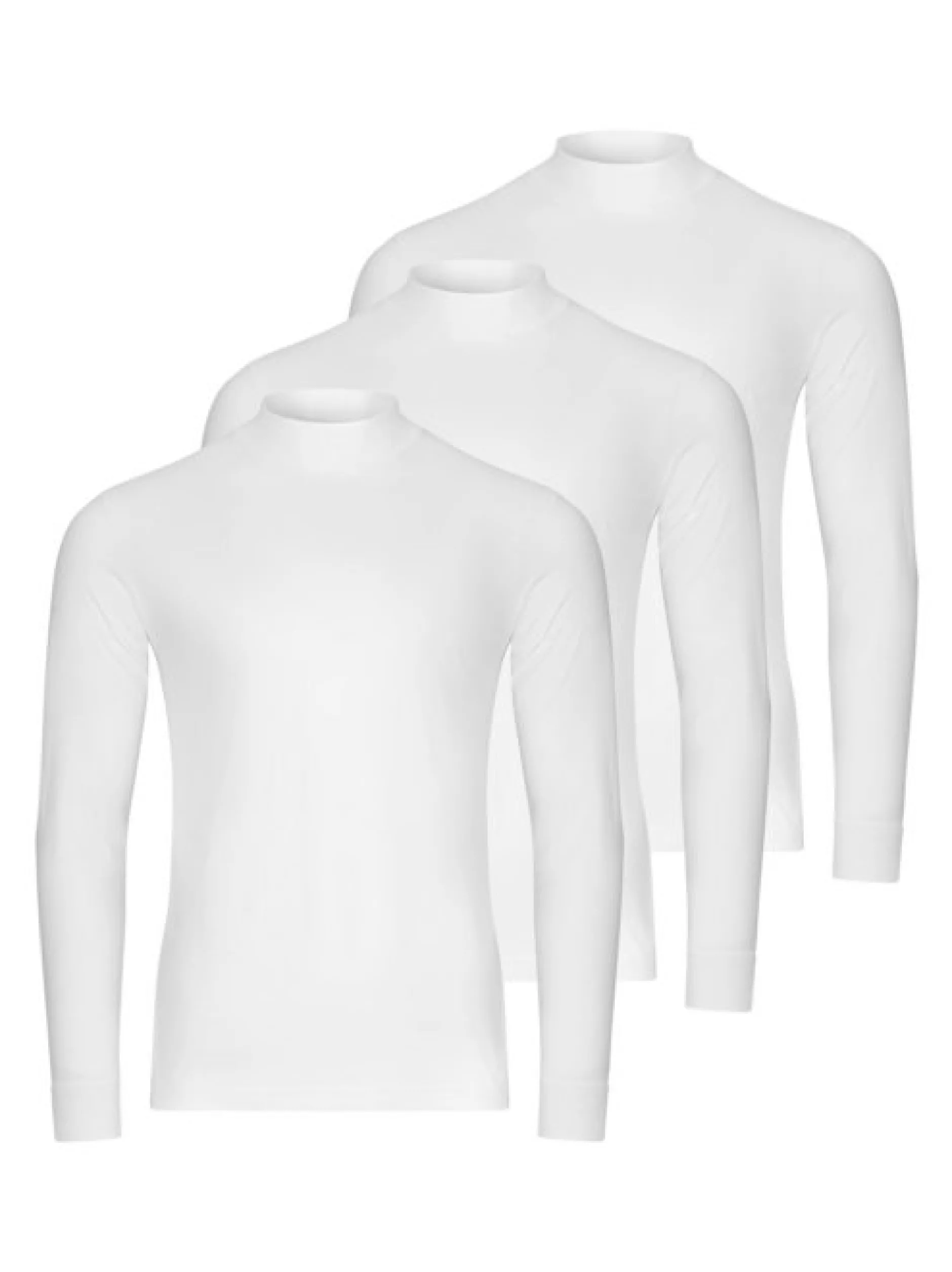 Ragman Herren Langarmshirt im 3er-Pack in weiß