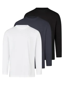 Ragman Herren Langarmshirt im 3er-Pack in mehrfarbig