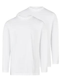 Ragman Herren Langarmshirts im 2er-Pack in weiß