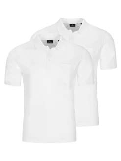 Ragman Herren Poloshirt im 2er-Pack in weiß