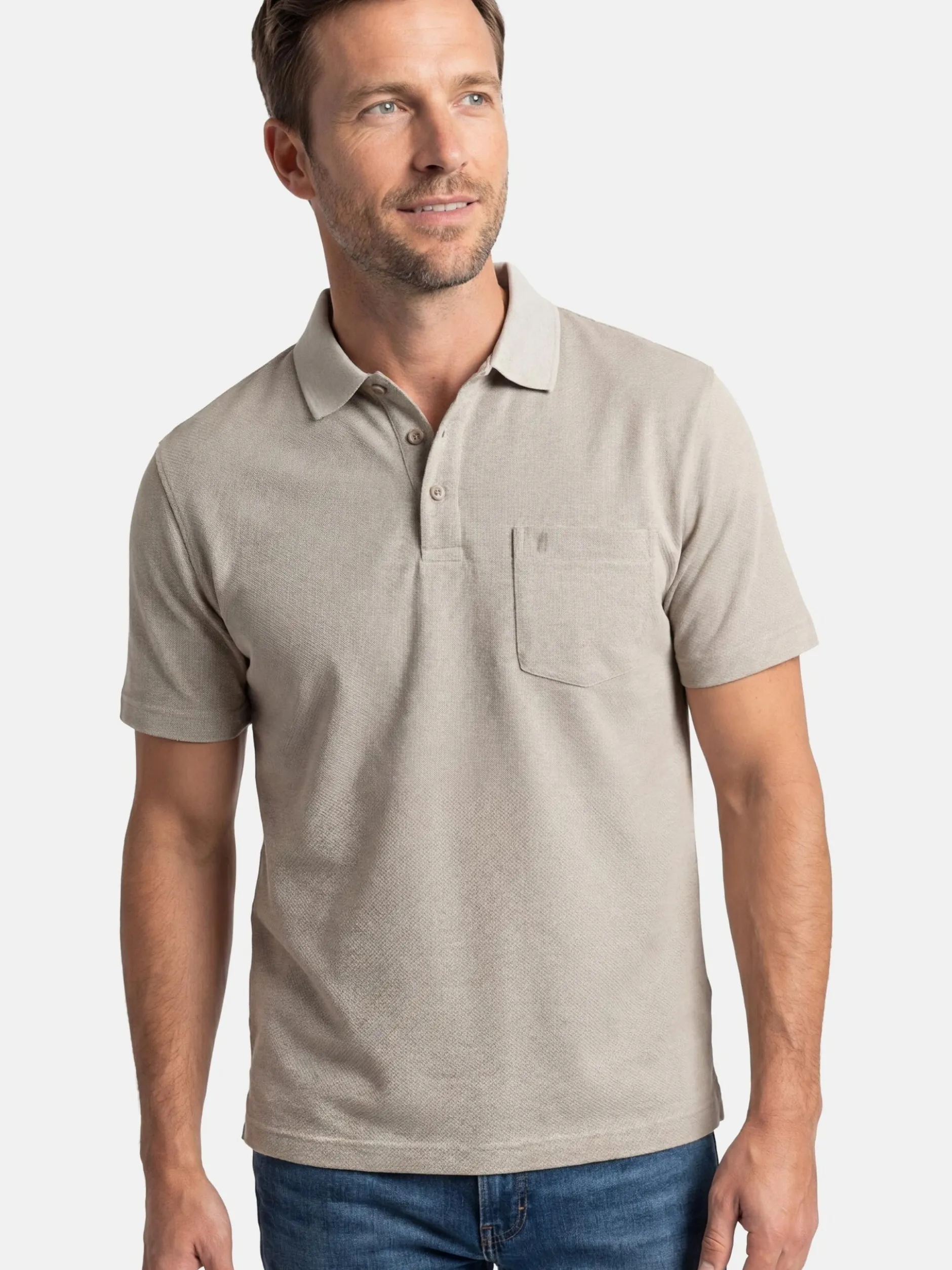 Ragman Herren Poloshirt in beige