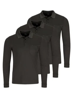 Ragman Herren Poloshirts im 3er-Pack in grau