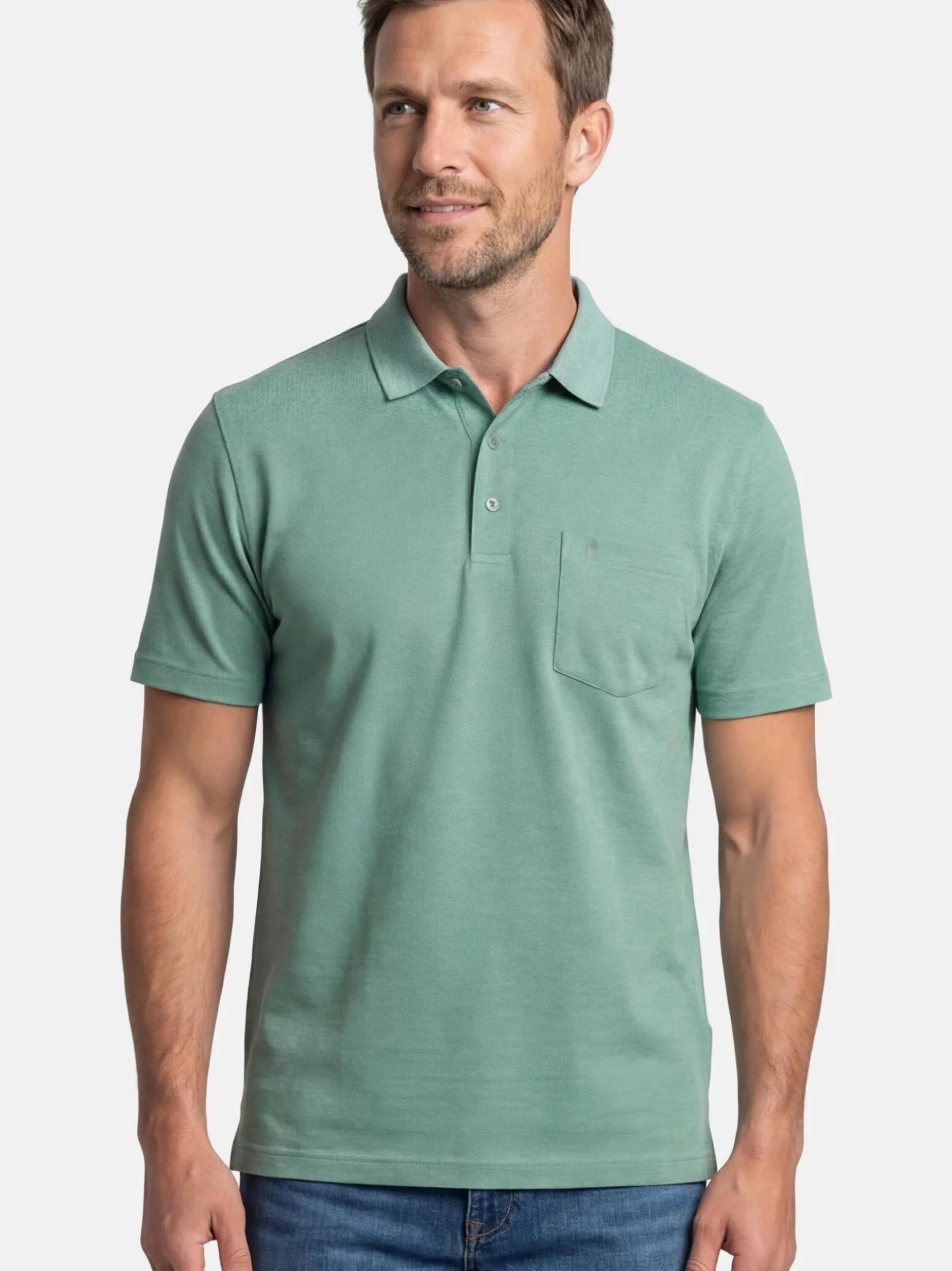 Ragman Herren Poloshirts im 2er-Pack in grün
