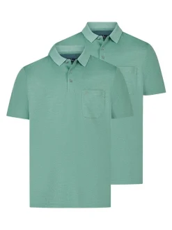 Ragman Herren Poloshirts im 2er-Pack in grün