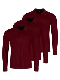 Ragman Herren Poloshirts im 3er-Pack in rot