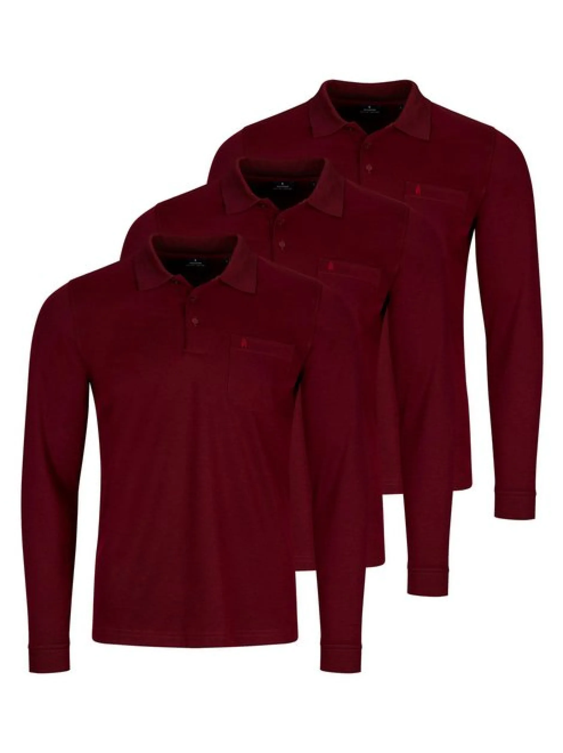 Ragman Herren Poloshirts im 3er-Pack in rot