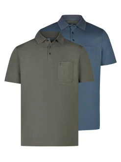 Ragman Herren Poloshirts im 2er-Pack in mehrfarbig