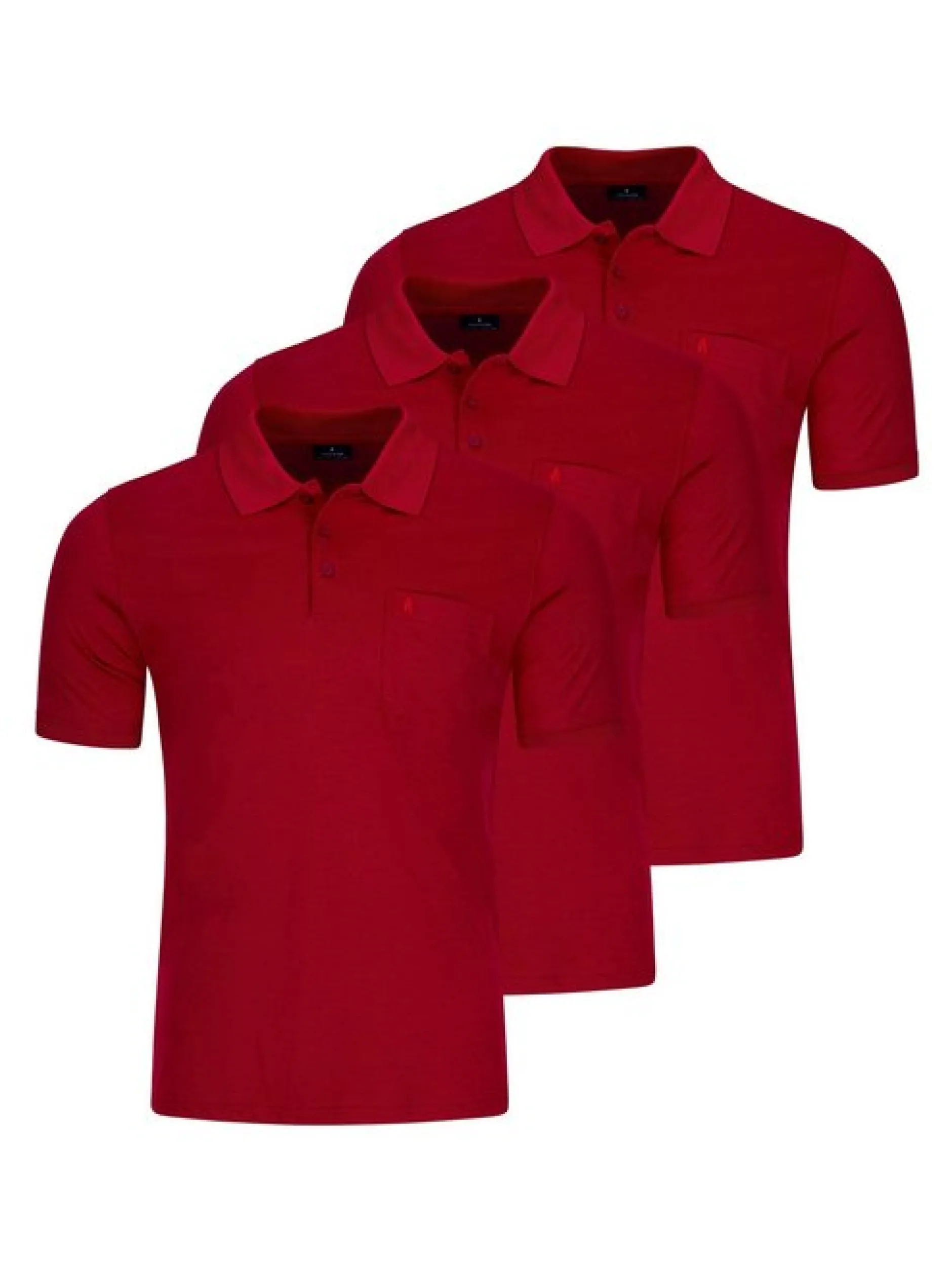 Ragman Herren Poloshirts im 3er-Pack in rot