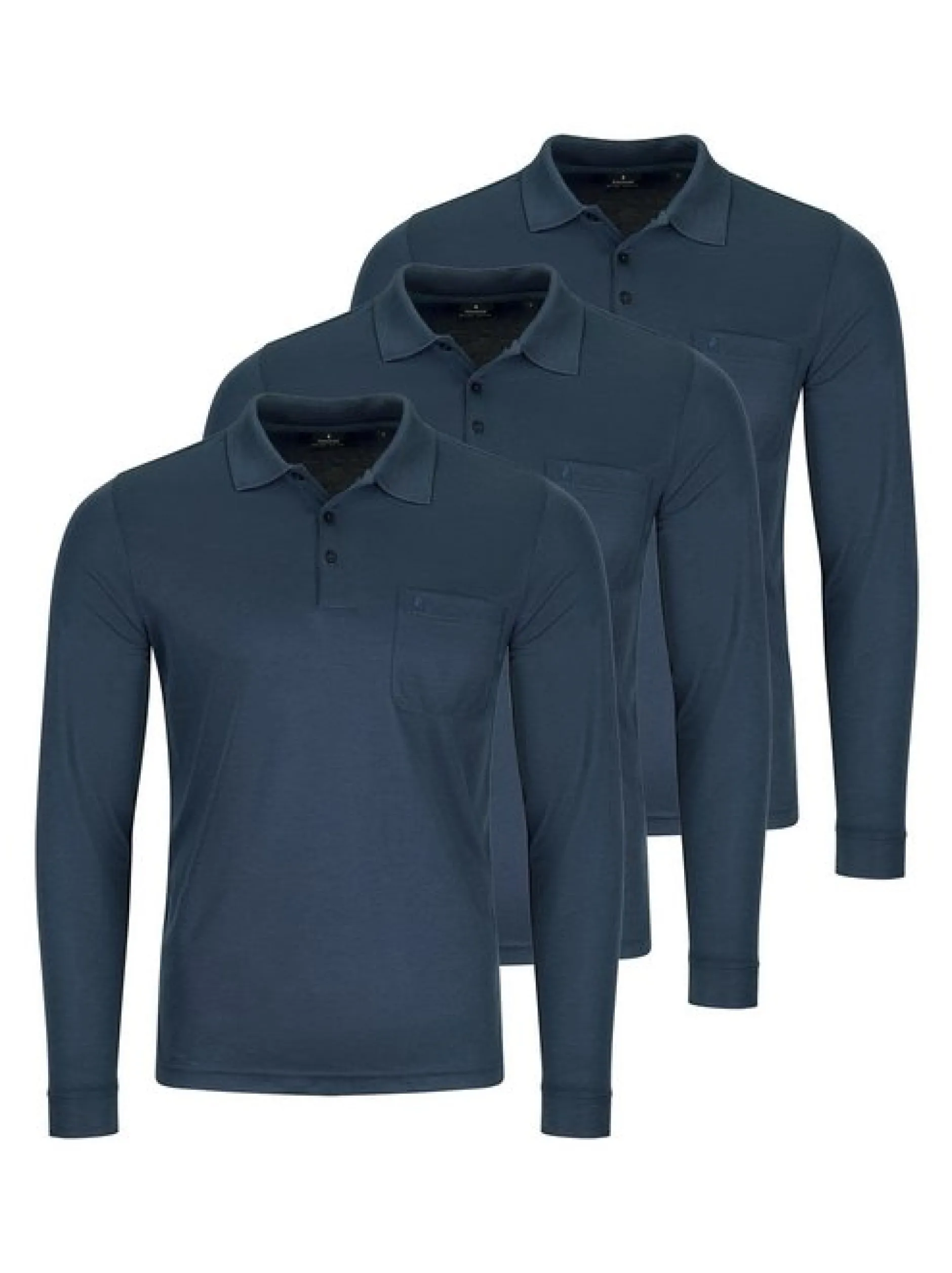 Ragman Herren Poloshirts im 3er-Pack in blau