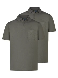 Ragman Herren Poloshirts im 2er-Pack in oliv
