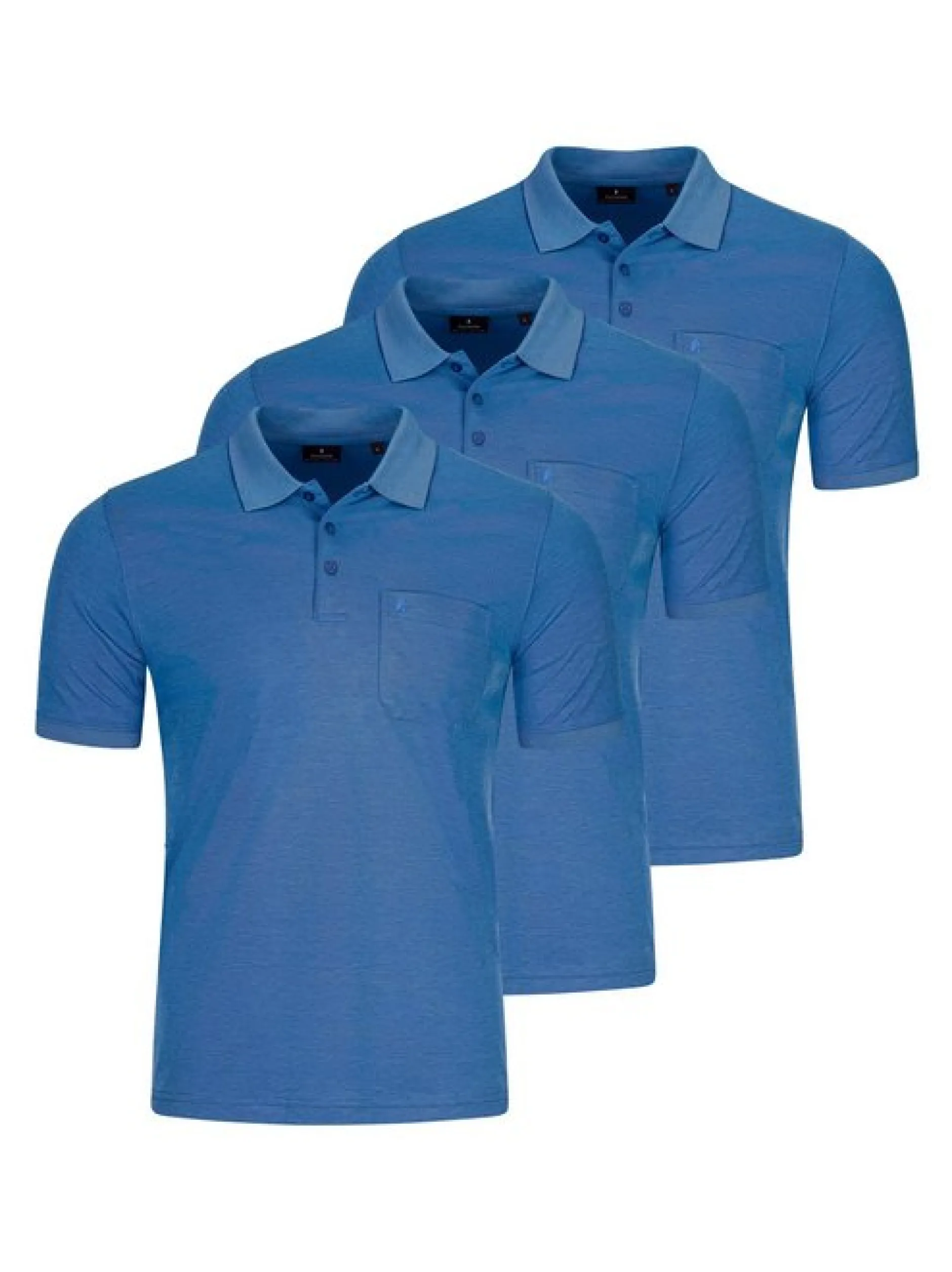 Ragman Herren Poloshirts im 3er-Pack in hellblau