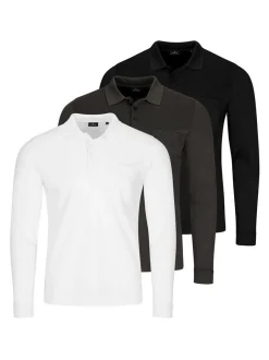 Ragman Herren Poloshirts im 3er-Pack in grau