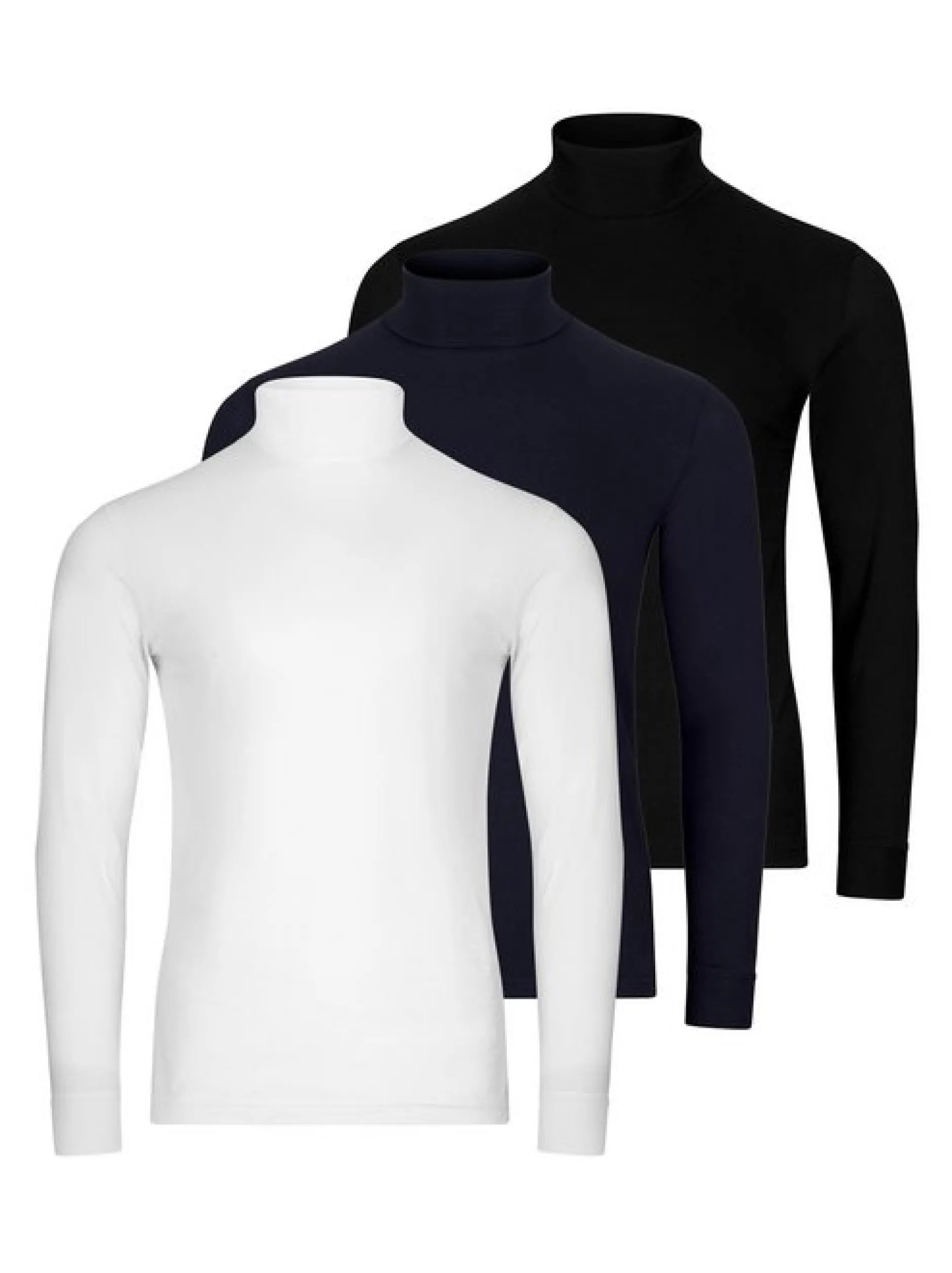Ragman Herren Rollkragenshirts im 3er-Pack in blau