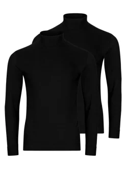 Ragman Herren Rollkragenshirts im 2er-Pack in schwarz
