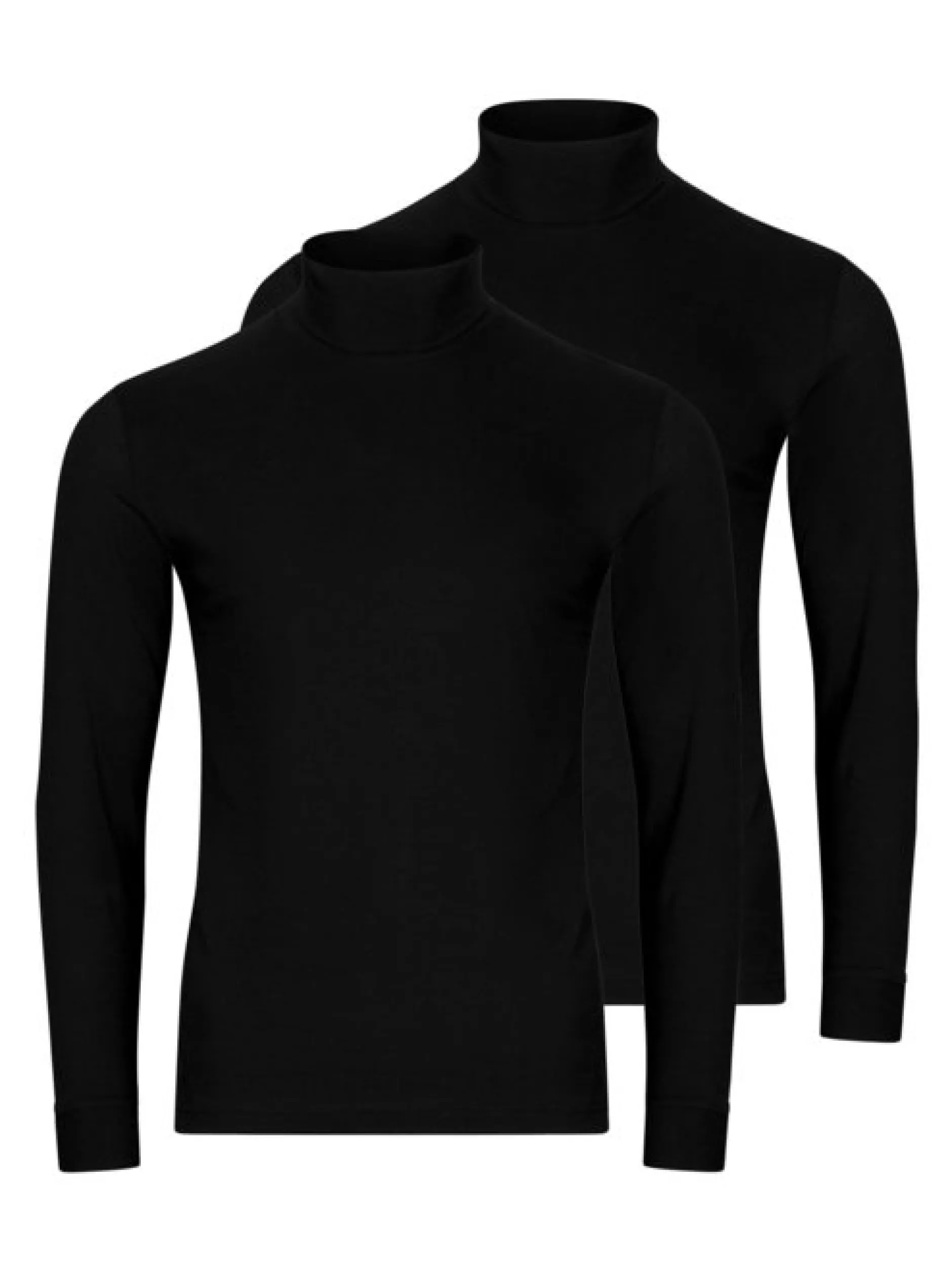 Ragman Herren Rollkragenshirts im 2er-Pack in schwarz