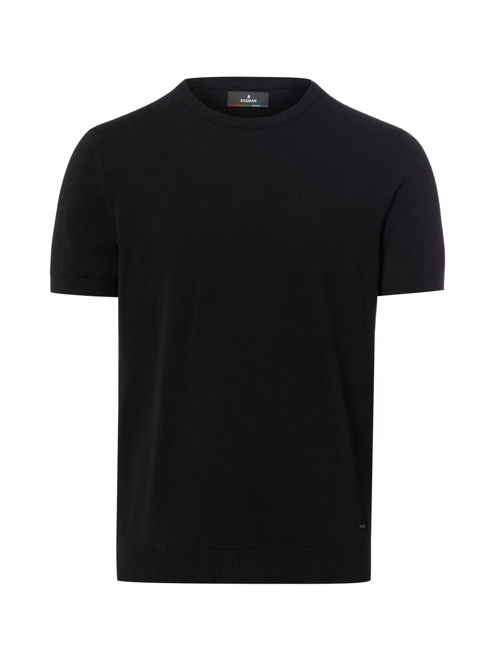 Ragman Herren Strickshirt in schwarz - Ärmel: kurzarm