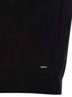 Ragman Herren Strickshirt in schwarz - Ärmel: kurzarm