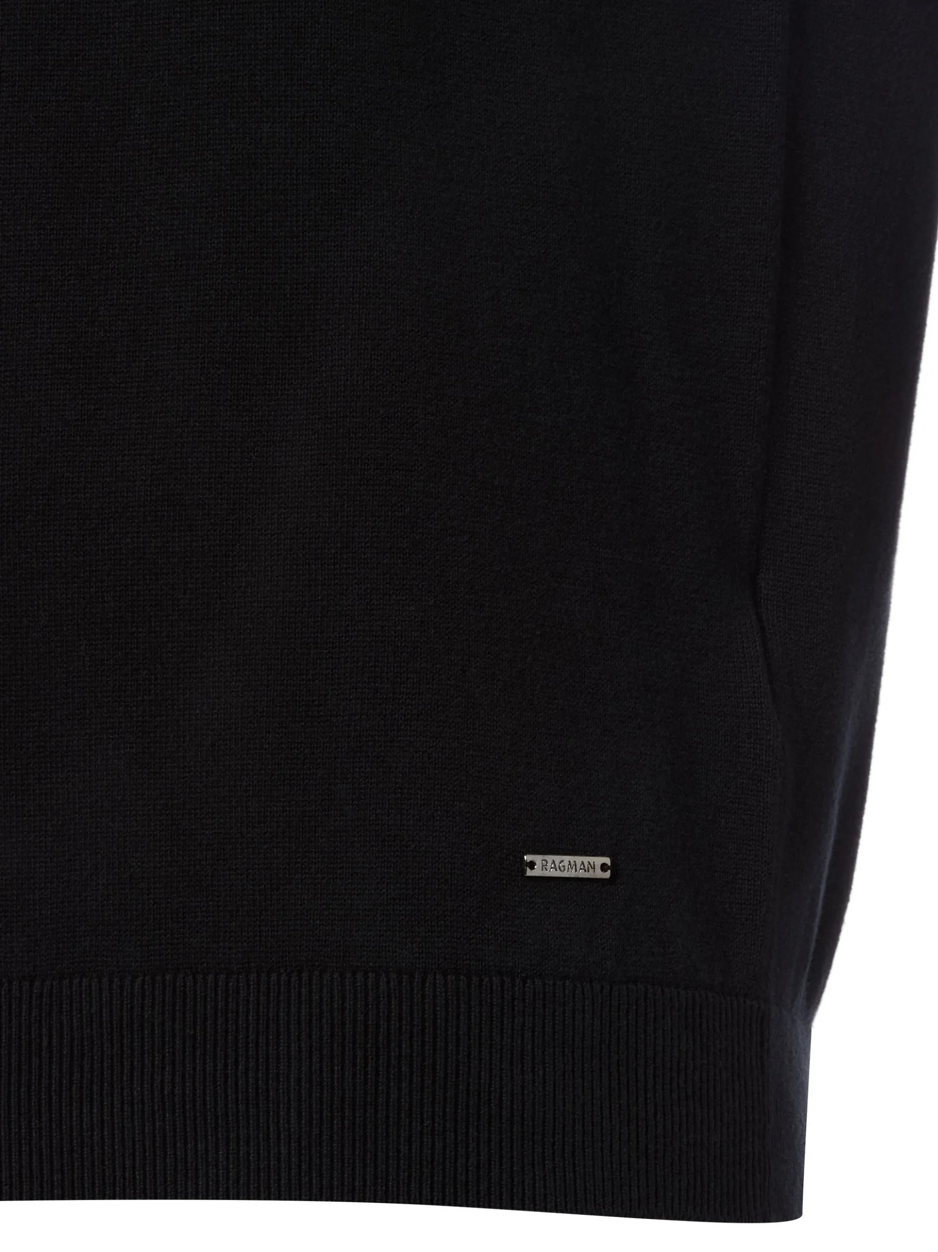 Ragman Herren Strickshirt in schwarz - Ärmel: kurzarm