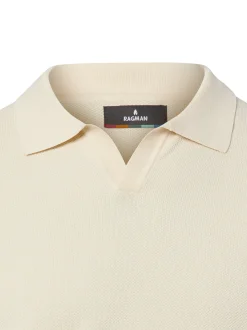Ragman Herren Strickshirt in beige - Ärmel: kurzarm