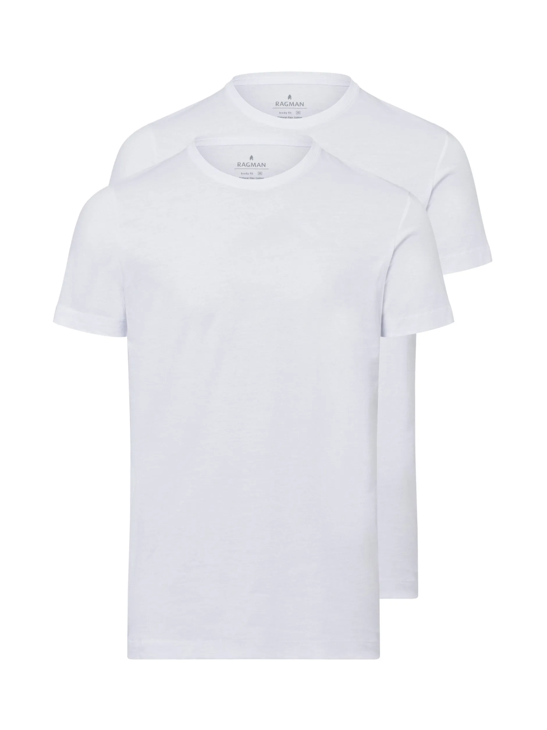 Ragman Herren T-Shirt im 2er-Pack in weiß