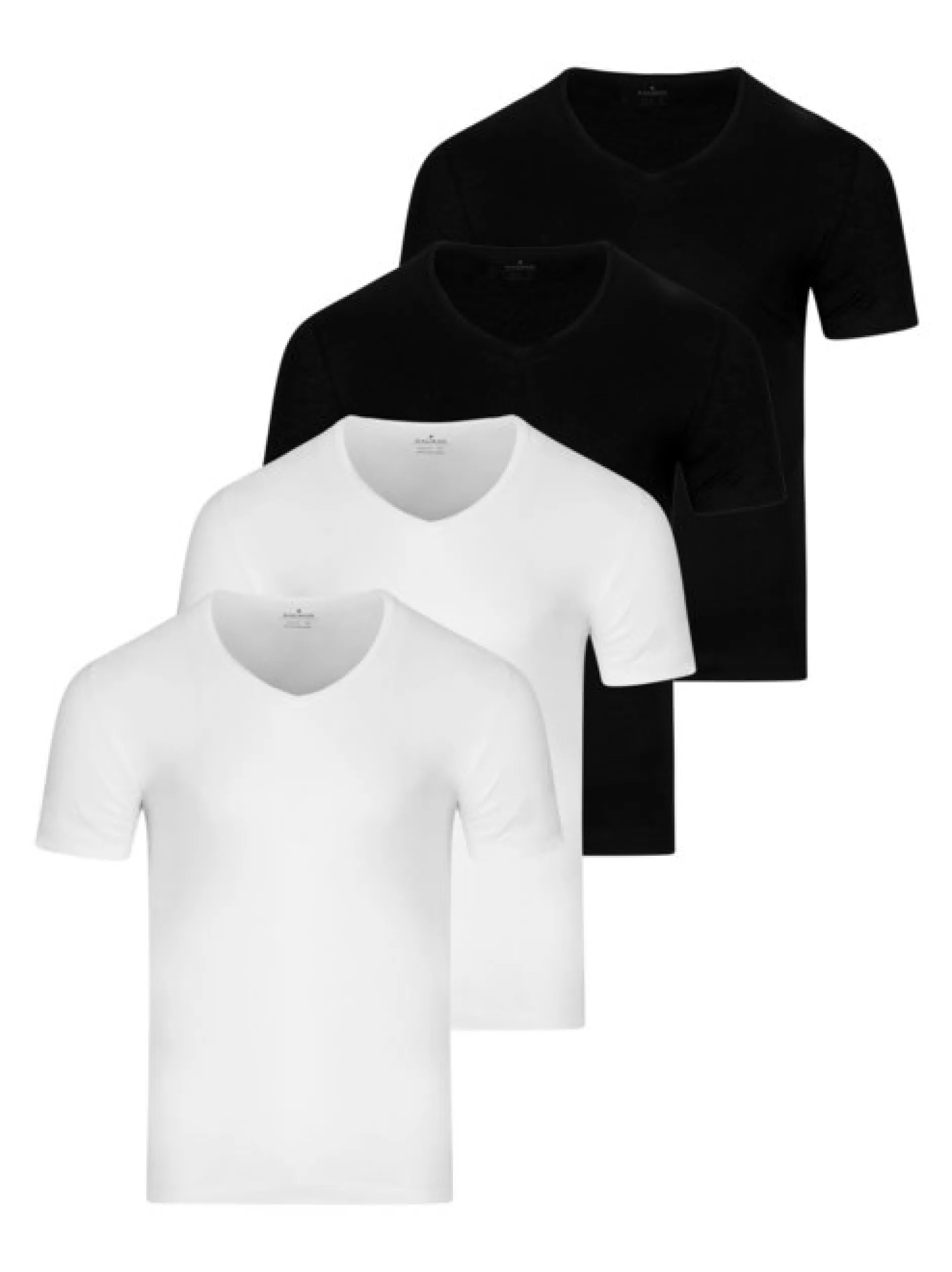Ragman Herren Unterhemden im 4er-Pack in schwarz
