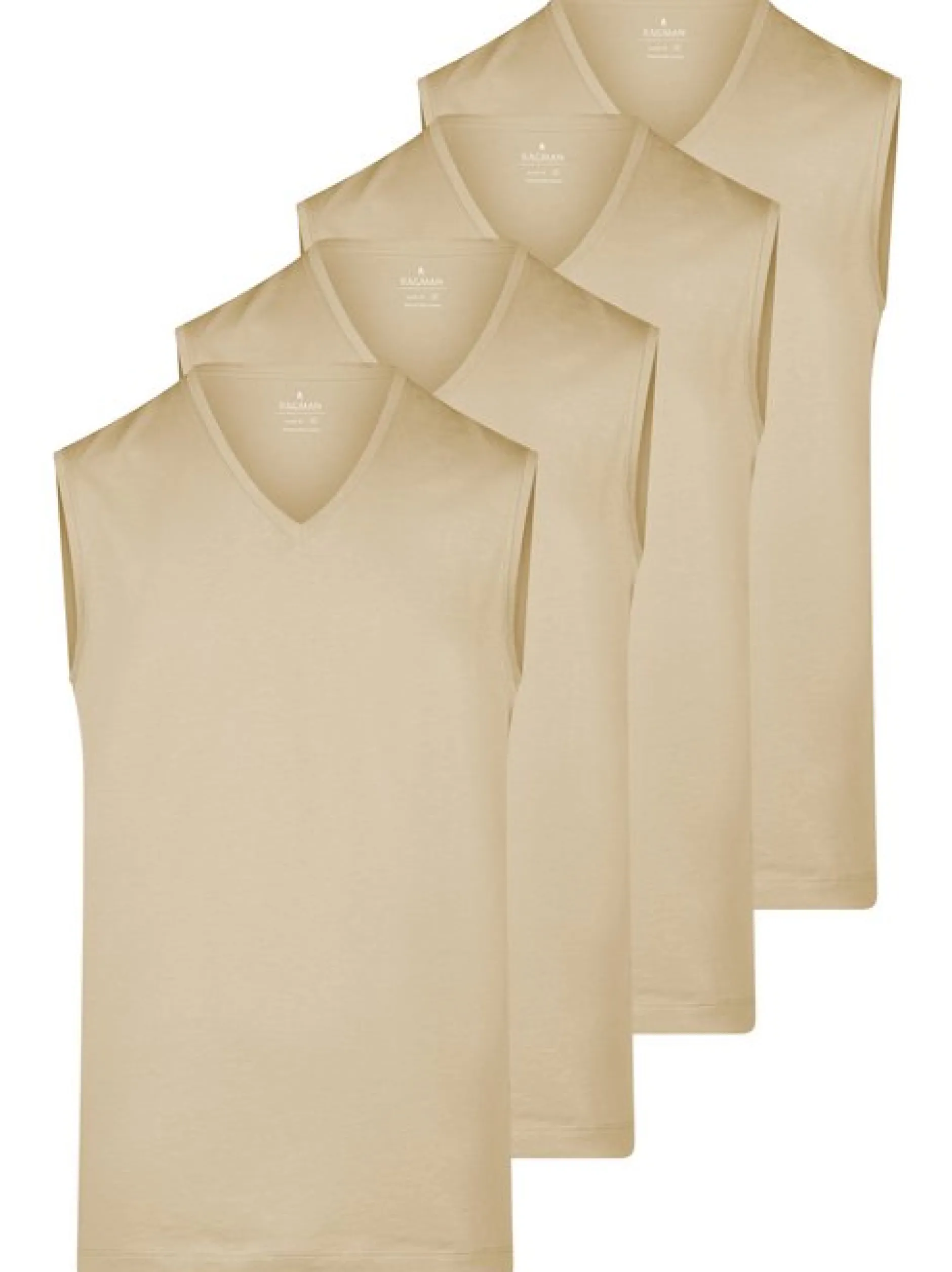 Ragman Herren Unterhemden im 4er-Pack in beige