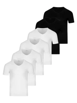 Ragman Herren Unterhemden im 6er-Pack in schwarz