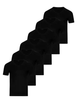 Ragman Herren Unterhemden im 6er-Pack in schwarz