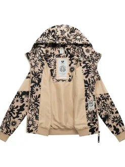 Ragwear Damen Übergangsjacke - Nuggie Block Flower in sand schwarz