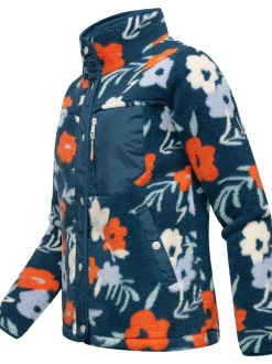 Ragwear Damen Plüschjacke - Appopis Print in petrol