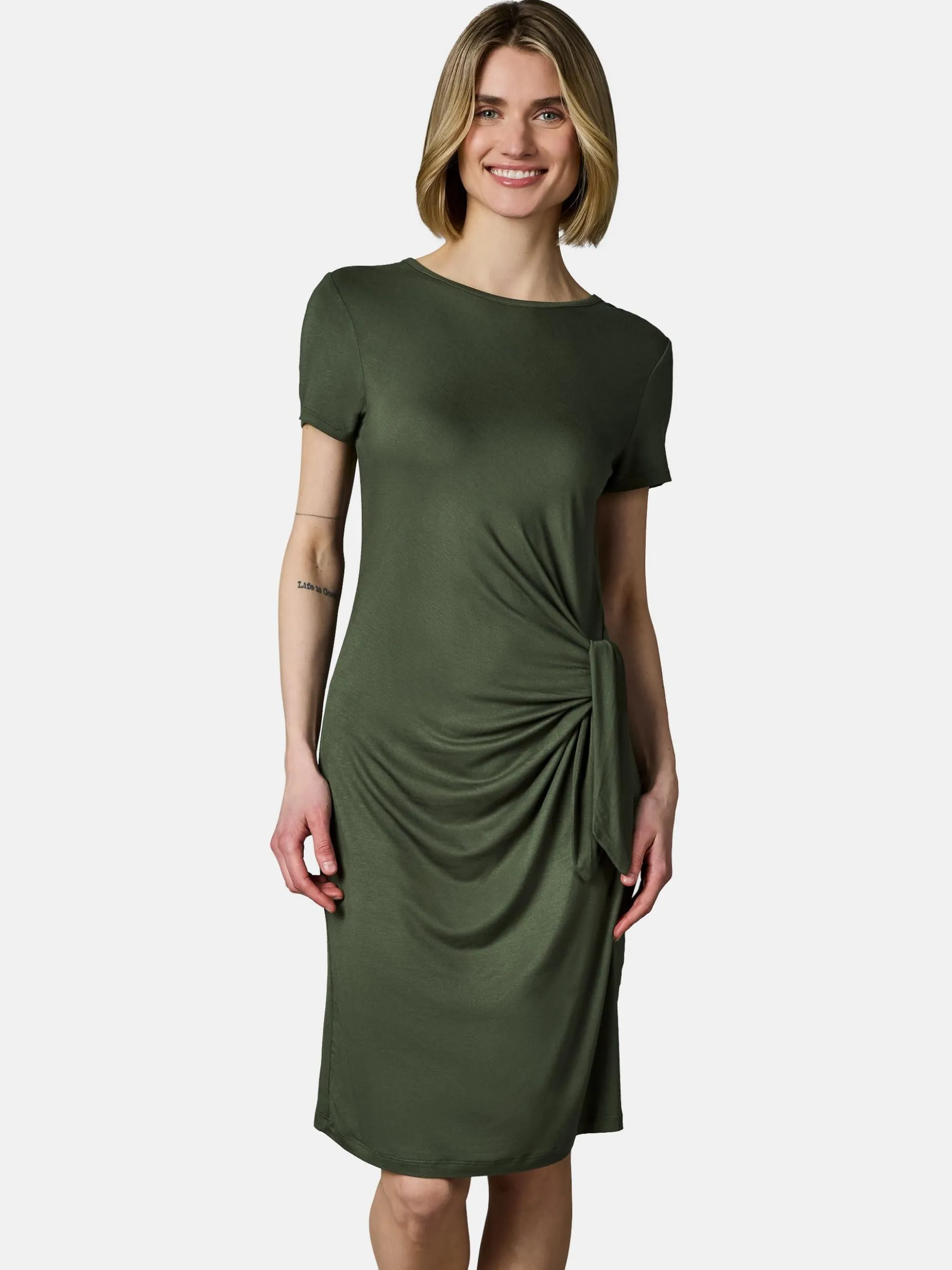 Ragwear Damen Shirtkleid - Knotta in oliv - Länge: kurz