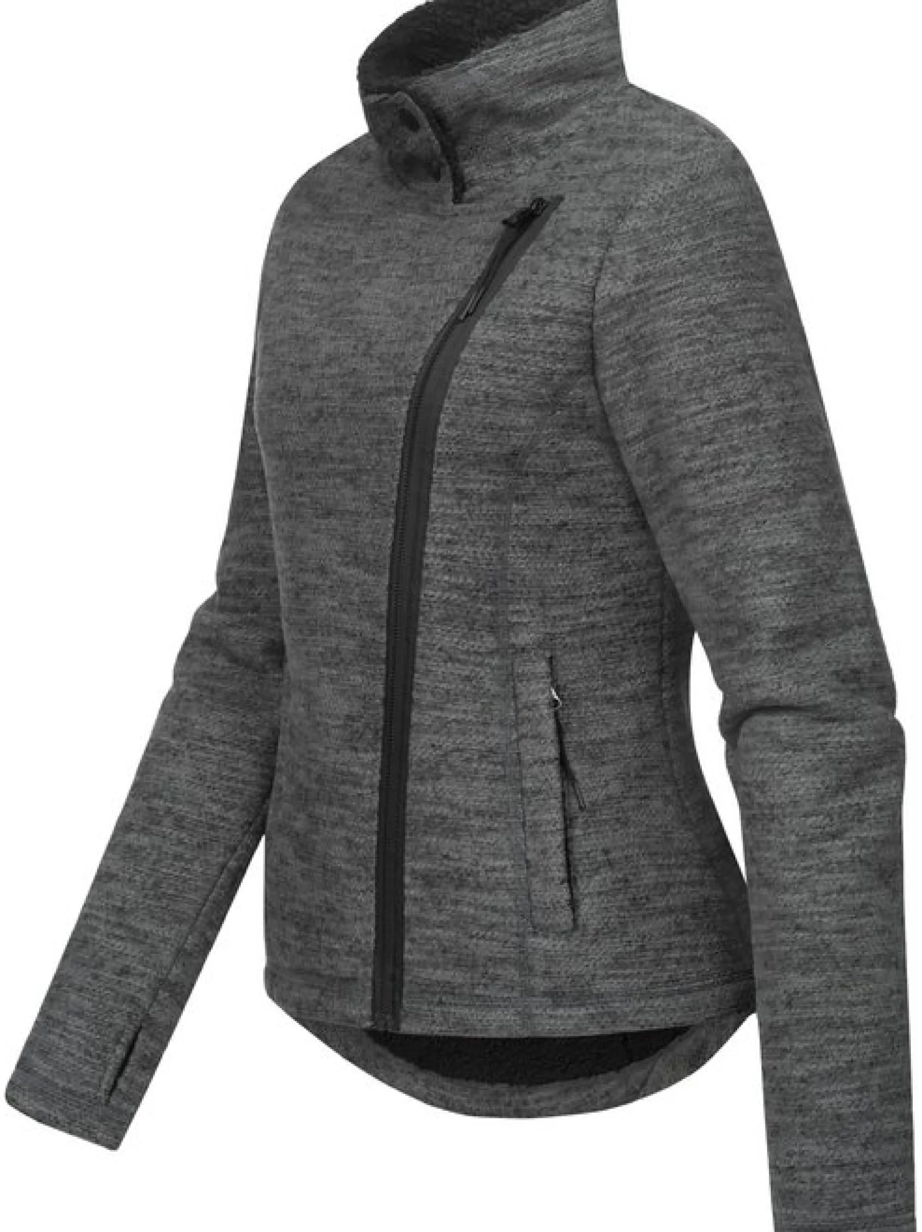 Ragwear Damen Strickfleecejacke - Saskie Melange in grau