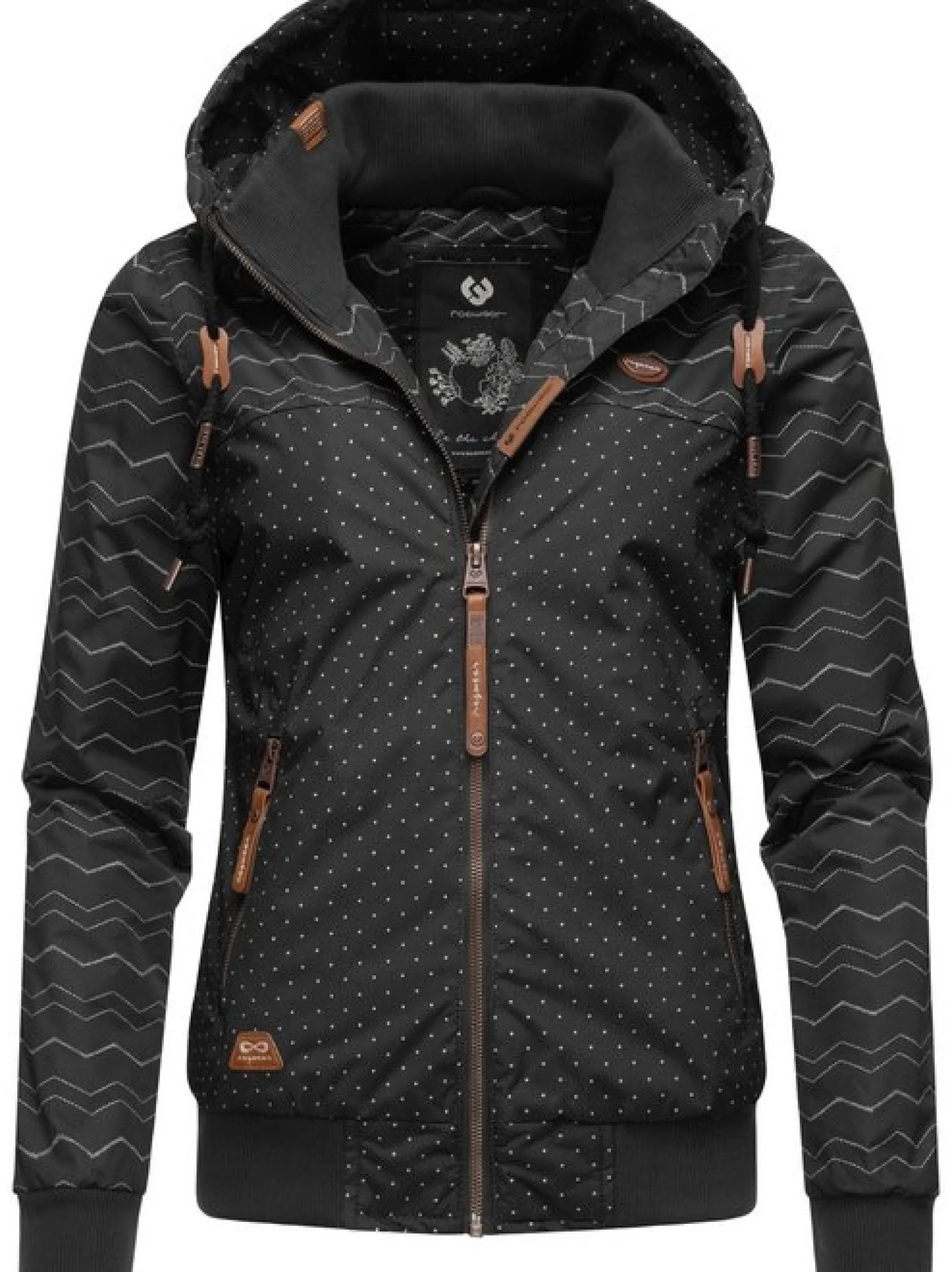 Ragwear Damen Winterjacke - Nuggie Zig Zag Intl. in schwarz