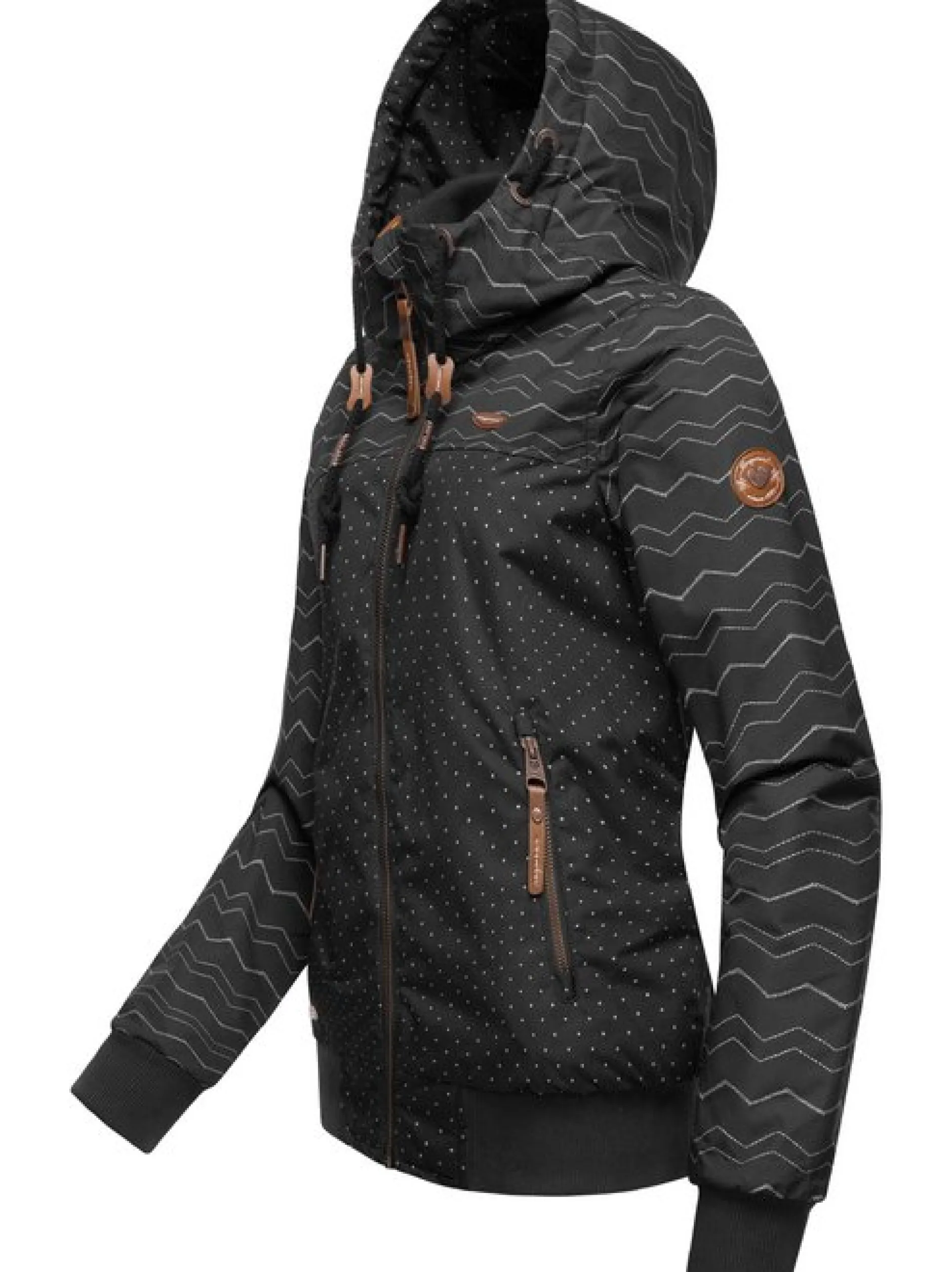 Ragwear Damen Winterjacke - Nuggie Zig Zag Intl. in schwarz