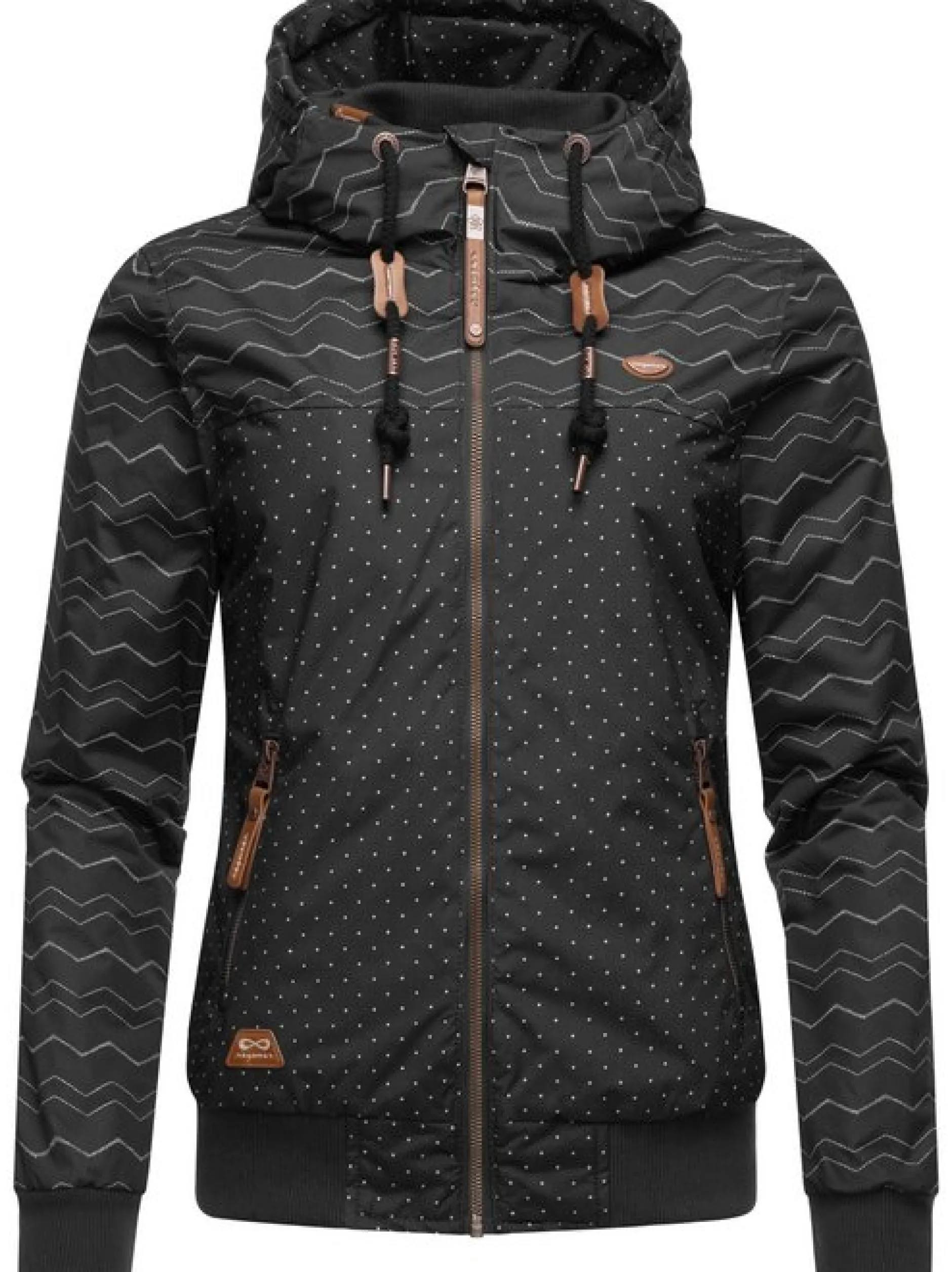 Ragwear Damen Winterjacke - Nuggie Zig Zag Intl. in schwarz